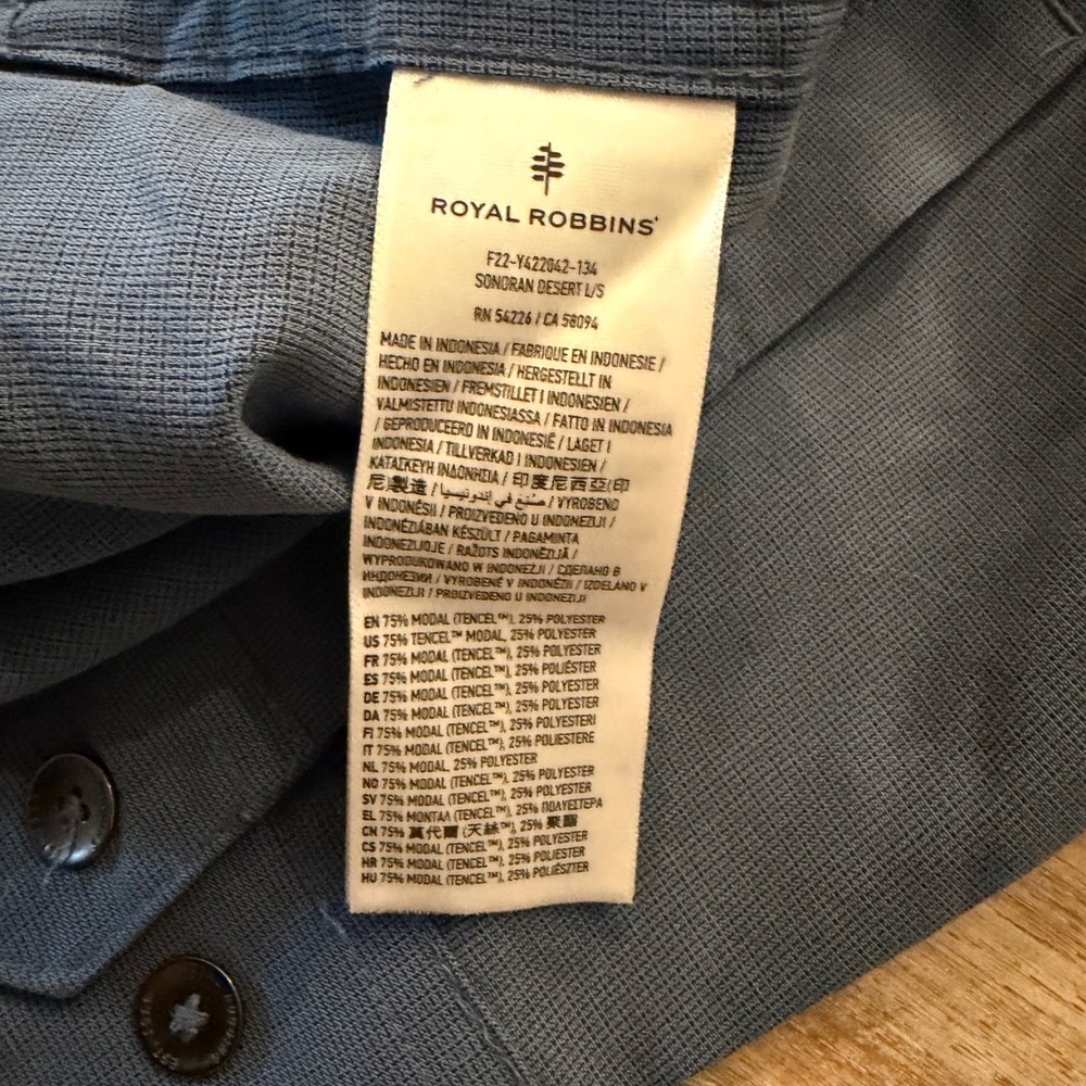 Royal Robbins Sonoran Desert LS Shirt Mens XL Blue Tencel Blend Y422042 NWT - Picture 10 of 13